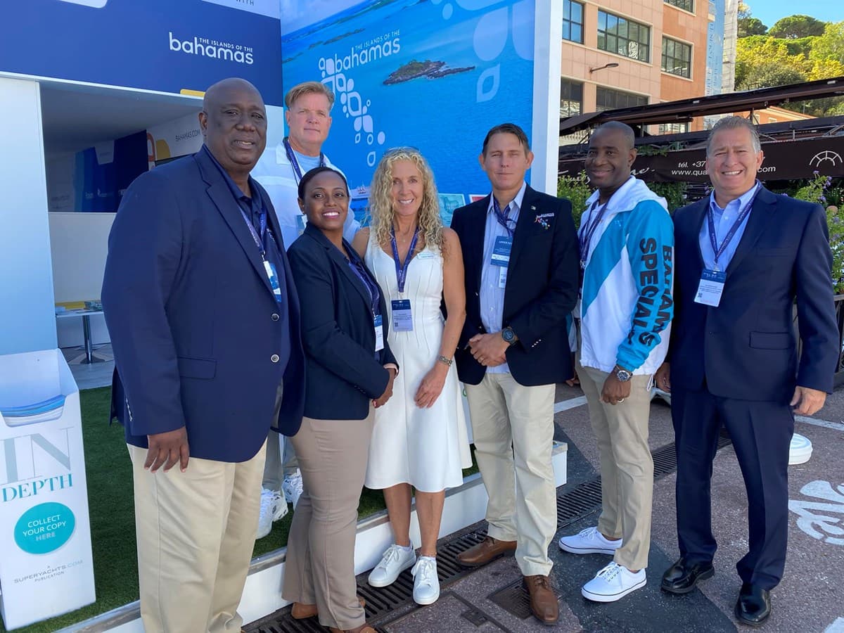 The United Island & Yacht team at the Monaco Yacht Show on The Islands of the Bahamas stand
